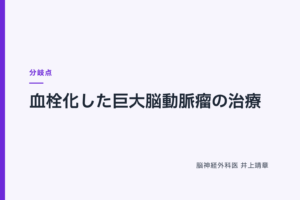 血栓化した巨大脳動脈瘤の治療｜ 分岐点